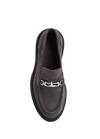 Beymen Club Anthracite Chain Detail Women's Suede Loafer - 4