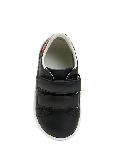 Gucci Siyah Logolu Unisex Çocuk Deri Sneaker - 4