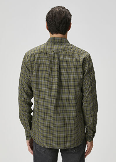 Beymen Club Comfort Fit Haki Mini Ekose Desenli Gömlek - 5