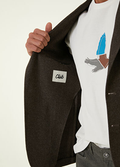 Beymen Club Koyu Kahverengi Kalın Flanel Yün Ceket - 10