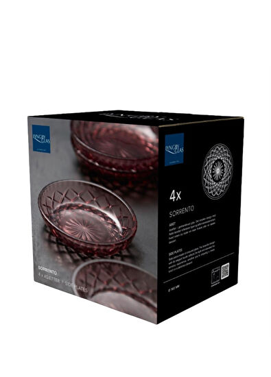 Lyngby Glas Sorrento Asian Pink Glass Set of 4 Plates - 7