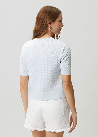 Beymen Club Blue Cable Knit Mini Cardigan - 5