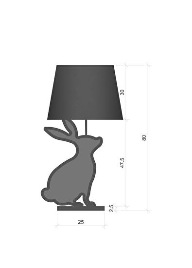 Wonderland Design Atelier Tavşan Figürlü Siyah Beyaz Ahşap Abajur - 4