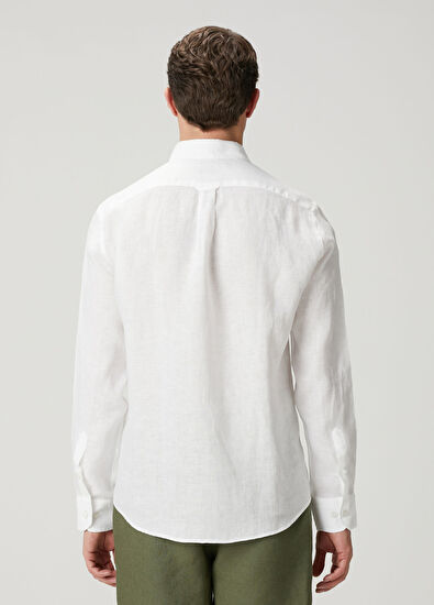 Beymen Club Comfort Fit Beyaz Keten Gömlek - 5