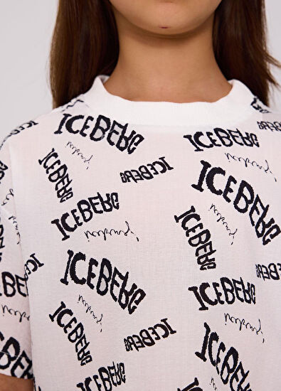 Iceberg Beyaz Baskılı Kız Çocuk Tshirt - 7