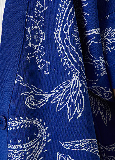 Beymen Club Mavi V Yaka Şal Desenli Hırka - 4