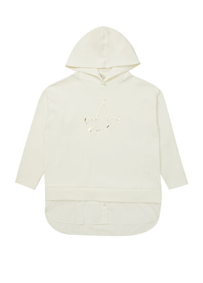 Beymen Club Beyaz Gold Kapüşonlu Gofre Logolu Sweatshirt - 7