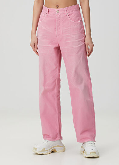 Balenciaga Pembe Wide Leg Jean Pantolon - 3