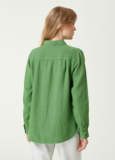 Beymen Club Yeşil Keten Gömlek - 5