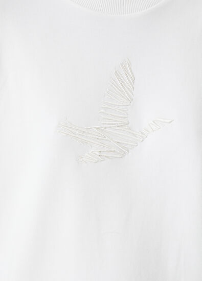 Beymen Club Kırık Beyaz Bisiklet Yaka Kuş Nakışlı Sweatshirt - 6