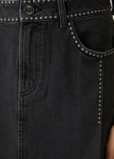 Beymen Club Antrasit Troklu Mini Denim Etek - 6