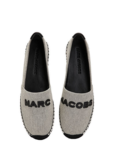 Bej Siyah Logo Detaylı Kadın Kanvas Espadril - Görsel 5