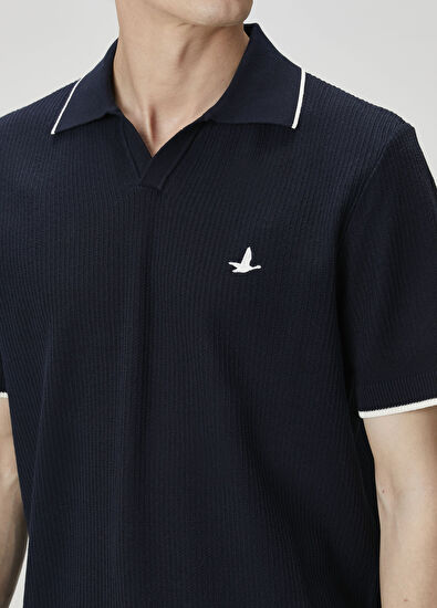 Beymen Club Navy Blue Dobby Short Sleeve Sweater - 6