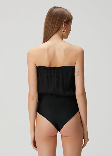 Hanne Bloch Siyah Straplez Mayo - 4