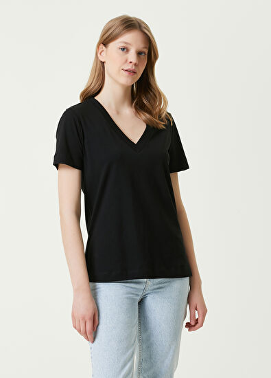 Beymen Club Siyah V Yaka Basic T-shirt - 3