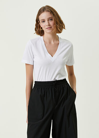 Beymen Club Beyaz V Yaka Basic T-shirt - 3