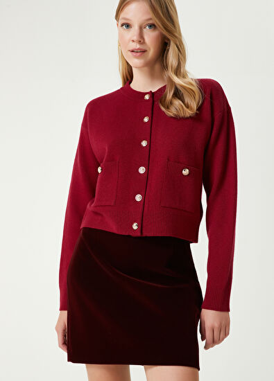 Beymen Club Burgundy Mini Velvet Skirt - 3