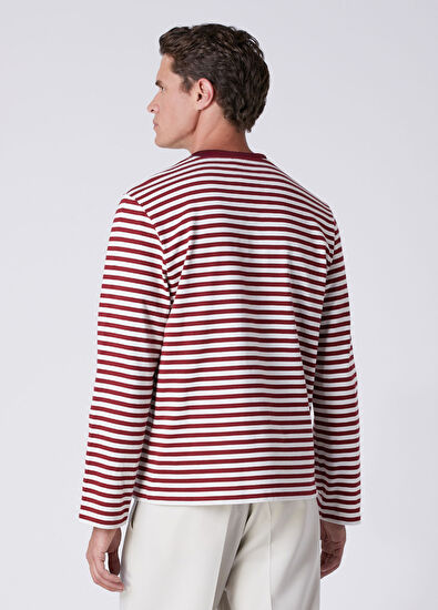 Beymen Club Relax Fit Vişne Çizgili Uzun Kollu T-shirt - 5