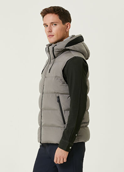 Beymen Club Gri Kapüşonlu Puff Yelek - 4