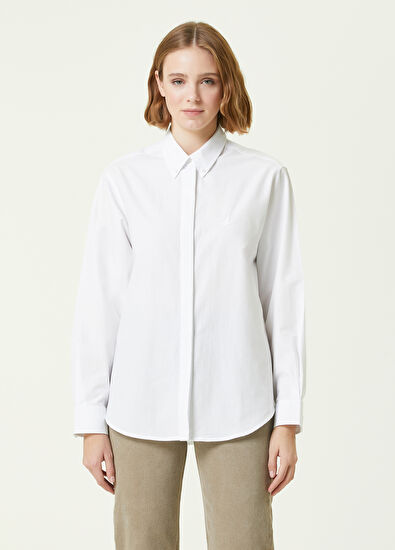 Beymen Club Beyaz Logo Nakışlı Gömlek - 3