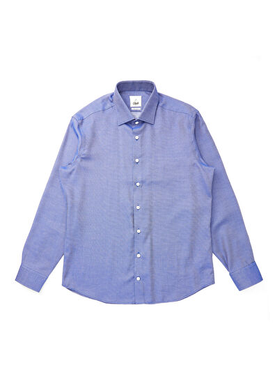 Beymen Club Comfort Fit Lacivert Armürlü Non-iron Gömlek - 7