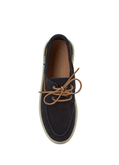Beymen Club Navy Blue Lace-Up Thick-Soled Men's Suede Shoes - 4