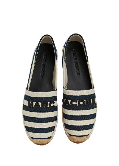 Lacivert Beyaz Logo Detaylı Kadın Kanvas Espadril - Görsel 5