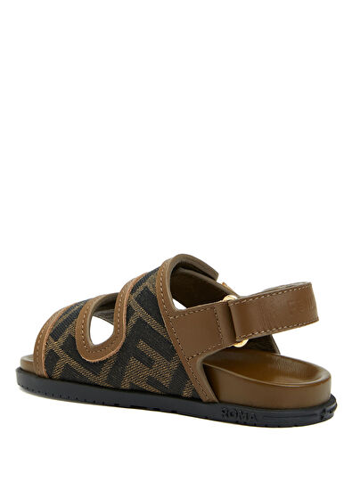 Fendi Brown Logo Detailed Kids Leather Sandals - 3
