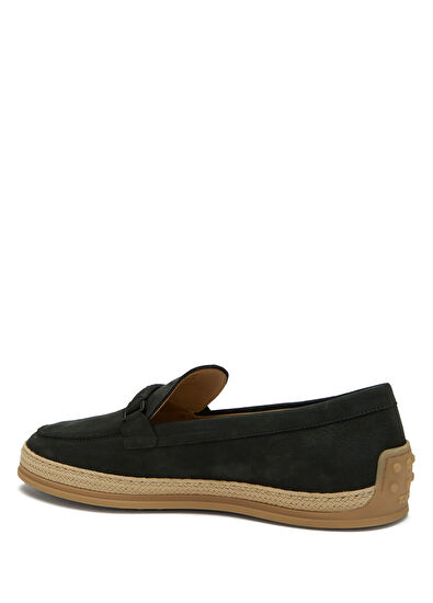 Lacivert Rafya Şeritli Erkek Nubuk Deri Espadril - Görsel 4