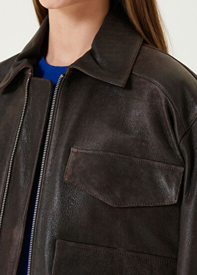 Academia Kahverengi Deri Ceket - 5