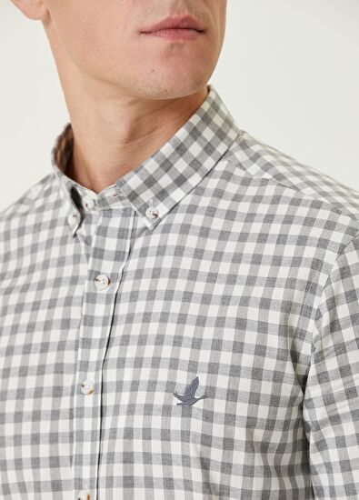 Beymen Club Slim Fit Gray Plaid Shirt - 6