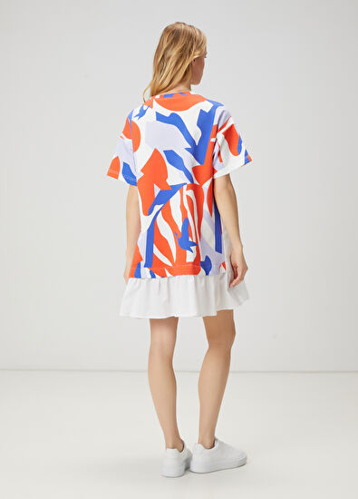 Beymen Club Kırmızı Mavi Desenli Mini Elbise - 5