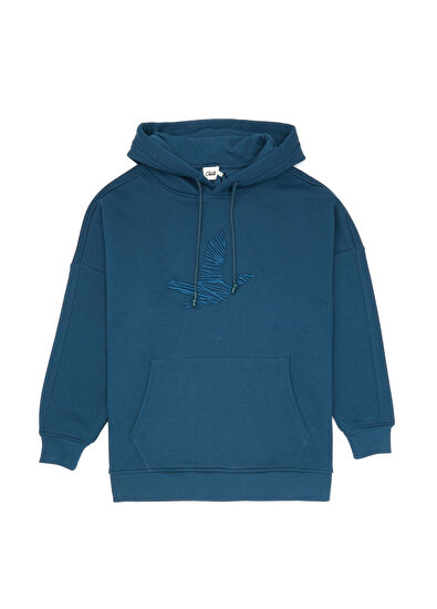 Beymen Club Teal Blue Logo Hoodie - 7