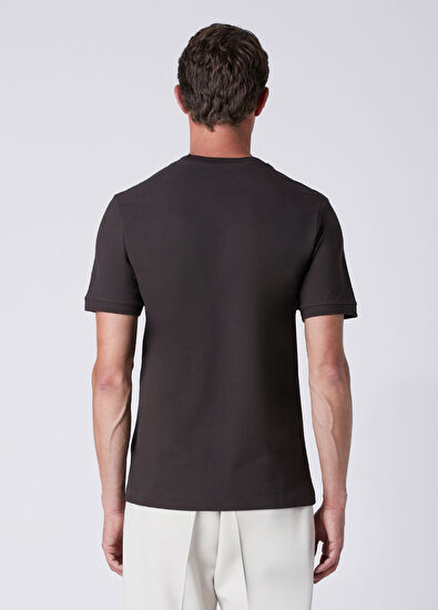 Beymen Club Basic Fit Brown Shoulder Goose Flex Detail T-Shirt - 5