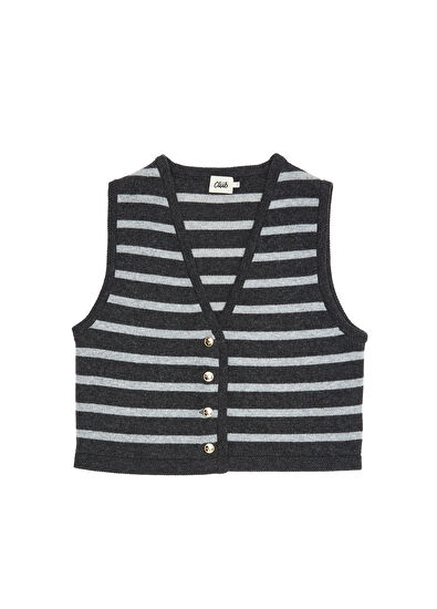 Anthracite Cropped Wool Vest Beymen Club Anthracite Cropped Wool Vest - 7
