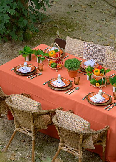 Mariaida Home Blue Sardine Embroidered White Linen Serving Napkin - 3