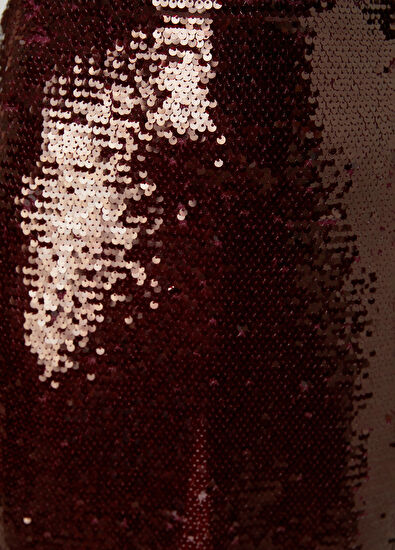 Beymen Club Burgundy Sequined Midi Evening Skirt - 7