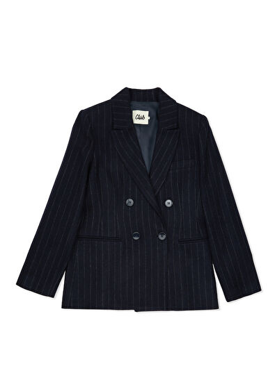 Beymen Club Navy Blue Striped Wool Blazer - 7