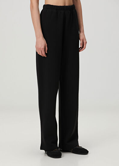 Skims Cotton Fleece Classic Siyah Düz Paça Eşofman Altı - 3