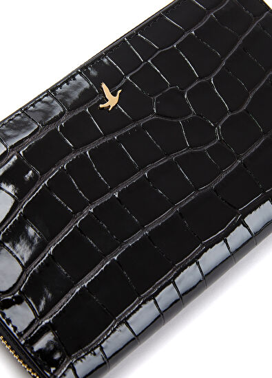 Beymen Club Black Crocodile Texture Women's Leather Wallet - 5