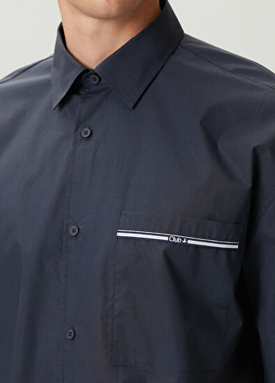 Beymen Club Lacivert Kısa Kollu Oversize Gömlek - 6