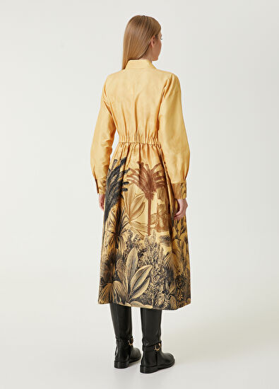 Beymen Club Sarı Palmiye Desenli Midi Elbise - 6