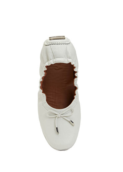 Beymen Club Beige Bow Detailed Leather Ballet Flats - 4