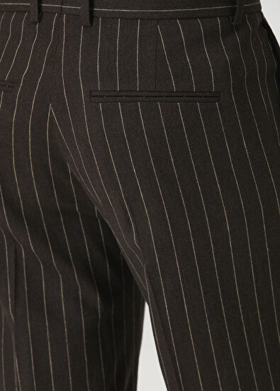 Drôle De Monsieur Koyu Kahverengi Çizgi Desenli Pantolon - 5