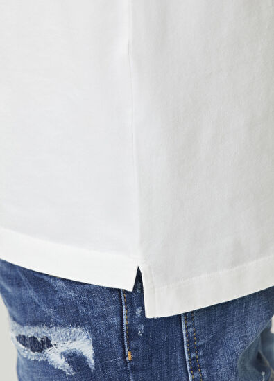 Dsquared2 Beyaz Logolu Denim Garnili T-shirt - 6