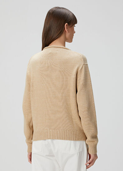 Polo Bear Bej İşlemeli Kazak - Görsel 6