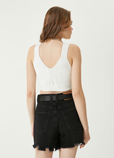 Beymen Club Kırık Beyaz Crop Triko Atlet - 6