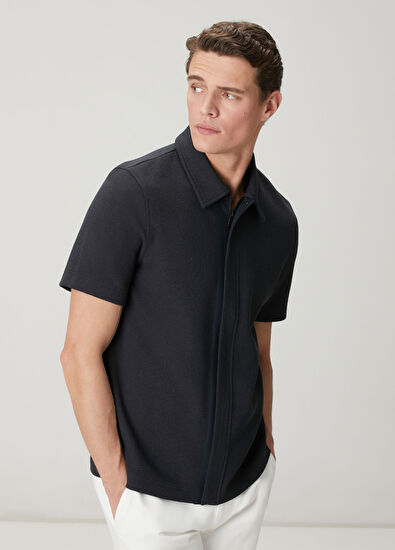 Beymen Club Comfort Fit Lacivert Polo Yaka Armürlü T-shirt - 6