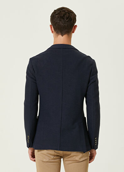 Beymen Club Navy Blue Textured Knitted Blazer - 5