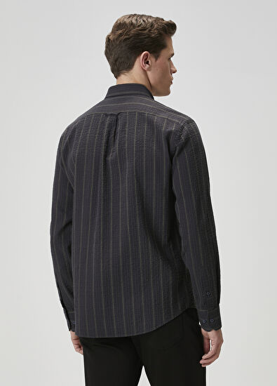 Beymen Club Comfort Fit Haki Çizgili Gömlek - 5